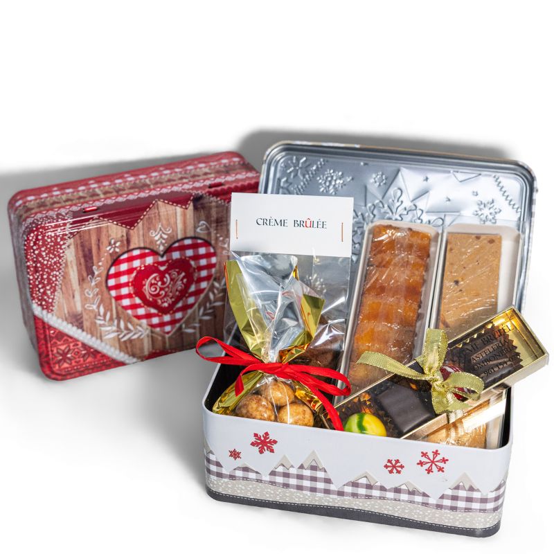 Cesta navideña caja metálica pequeña