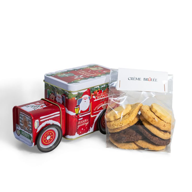 Coche metálico con galletas artesanas