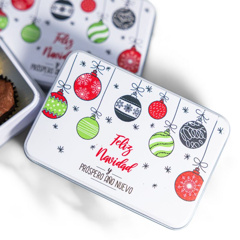 Trufas variadas en caja metálica Navidad - Imagen 3
