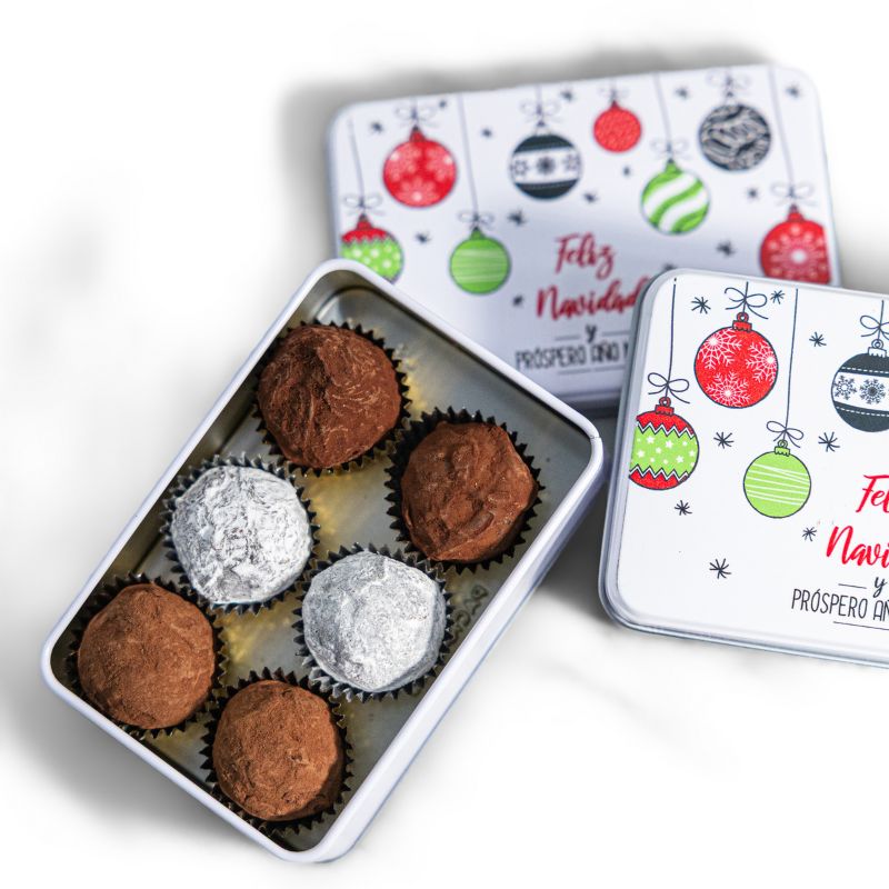 Trufas variadas en caja metálica Navidad - Imagen 4
